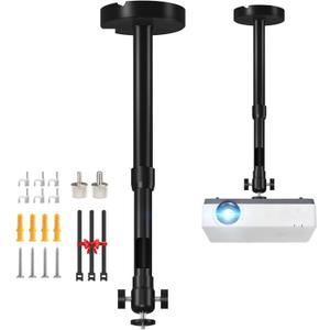 2-Be-Best Projector Mount Longer Length 14-24 in / 37-62 cm New Gimbal Projector Wall Mount 360 Rotatable Ceiling Projectors Mounts Adjustable Bracket Black