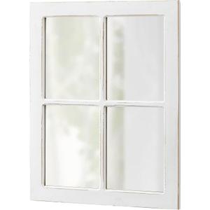 Rustic Window Mirrors for Wall Decor 18 X 23 Inch, Hanging Distressed White Wood Frame Decorative Mirrors for Kitchen, Farmhouse Windowpane Mirror for Entryway, Horizontal or Vertical