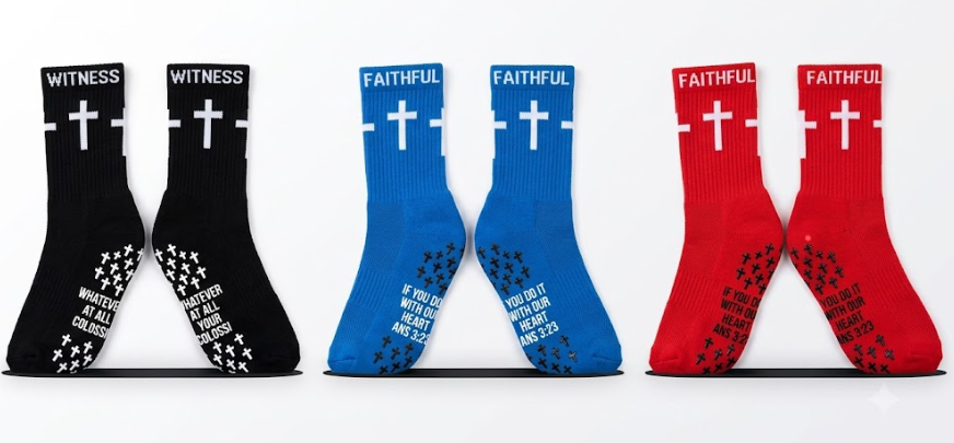 Geyoga 4 Pairs Grip Cross Soccer Socks Anti-slip Grips Sports Sock with Faith Bible for Baseball Football Basketball Gym, One Size