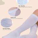 Grip Pilates Socks for Women, Non Slip Yoga Slouch Socks with Gripper, Long Scrunch Tall Crew Sock for Ballet Hospital Pink