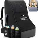 RAINSMORE Car Seat Travel Bag for Airplane Padded Car Seat Backpack Heavy-duty Car Seat Cover for Air Travel Gate Check Carseat Carrier Bags for Airport Fits Infant Carriers & Boosters
