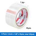 Heavy Duty Transparent Packing Tape,6 Rolls with Refillable Dispenser,Industrial Grade Packaging Tape for Shipping Moving Sealing,1.88 inches x 55 Yards Per Roll