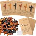 60 Sets Easter Gifts Pocket Hug Token Bulk | Mini Wooden Cross Gifts with Hug Greeting Cards | Exchange Card Relationship Gift Friends Colleagues Family Christians Church 3 Colors