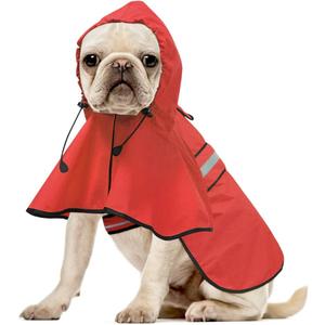 Waterproof Dog Raincoat - Reflective Adjustable Pet Rain Coats Jacket, Lightweight Dog Hooded Poncho Raincoats for Small Dogs (Red, Medium)