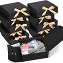10pack Gift Boxes with Lids, 6.5''x6.5''x2'' Black Gift Boxes For Presents, Paper Boxes Gift Boxes with Ribbon for Birthday Wedding Party Chocolate Candy