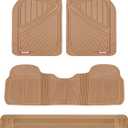 Motor Trend 3-Row Heavy Duty Rubber Floor Mats & Liners for Car SUV Van, Front 2nd & 3rd Row Durable Polymerized Latex Full Interior Protection, Extra-High Ridgeline Design, Beige