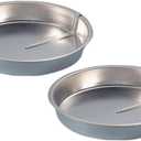 Quick Release Easy-Out Cake Pan Set of 2, Effortlessly Bake and Serve Perfect Cakes and Pies, 9" Diameter x 1 1/2"H (MEDIUM)