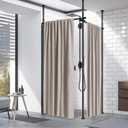 HOSKO Double Curtain Divider Stand - 48 to 144 inches Expandable Curtain Rod Room Divider Damage Free Freestanding Vertical Tension Stand, Black