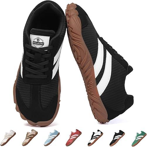 Hike Barefoot Shoes for Women Men sneakers,Wide Toe Box Minimalist Casual Footwear,Women's Trail Running Barefoot Shoes,Non-Slip Lightweight Breathable Comfortable Fashion Walking Hiking Shoes Unisex, 8-8.5 Women/6.5-7 Men, Black