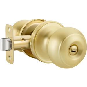 Haidms Gold Door Knobs Interior, Brushed Brass Privacy Door Lock Knob for Bedroom, Classic Brushed Gold Interior Door Knobs, Bathroom Door Hardware(1 Pack)