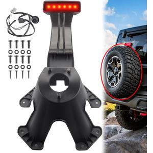 Dasbecan 55397217AJ Spare Tire Holder Bracket Tire Carrier Rack Compatible with Jeep Wrangler JK 2007-2018 68048581AA High Center Mount 3rd Third Brake Light Assembly with Line (Red)