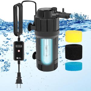 AquaMiracle Aquarium Filter Fish Tank Filters Green Water Clea-ning Filter Pump with Timer, Dual Mode (Aeration/Rainfall) for 10-40 Gallon Aquariums, Flow Rate and Direction Adjustable (For 10-40 Gal Aquarium)