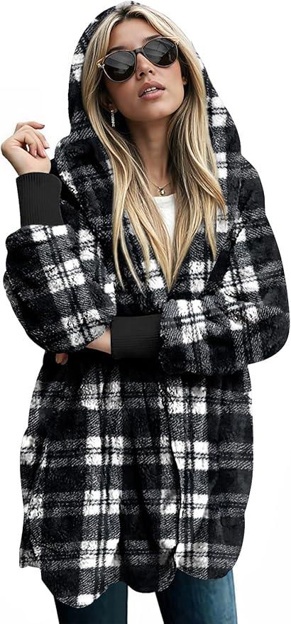 LONGYUAN Womens Jacket Winter Coats Hooded Cardigan Fleece Sweaters
Size 2XL