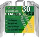 30 Pack Lawn Staples, Premium Garden Landscape Staples, Galvanized Heavy-Duty Gauge Stakes, U-Shaped Tent Stakes, Anti-Rust Fence Netting Pins Ground Spikes, Sod Pins