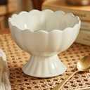 choxila Ceramic Bowl Set of 4 Footed Dessert Bowls with Spoon, Elegant Trifle Bowl with Pedestal for Candy, Salad, Fruit, Tiramisu, Party Serving Punch Bowls