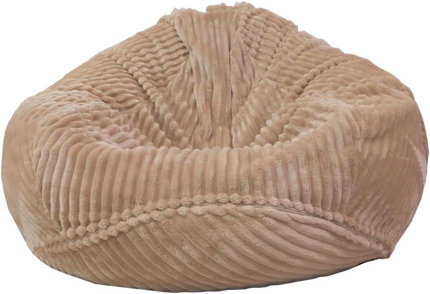 Bean Bag Chair for Adults and Kids Without Filler Giant Stuffed Animal Storage Cover Soft Faux Fur Floor Chair Cover for Bedroom Living Room, Khaki