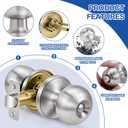 Plustool 8 Pack Brushed Nickel Door Knobs,Privacy Door Knob with Lock, Interior Doorknobs Silver, Keyless Door Locks Set for Bedrooms Bathrooms, Reversible for Left/Right Door Handle