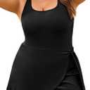 Aleumdr Women's Plus Size Swimsuit One Piece Swim Dress Modest Full Coverage Tummy Control Bathing Suit with Skirt (XX-Large, Black)