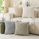 Set of 4 Neutral Decorative Throw Pillow Covers 18x18 Inch Corduroy Pillow Covers for Bed Couch Sofa Living Room Soft Square Cushion Cases