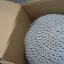Palisa Grey Pouf Ottoman 20x20x14 Inches | Knitted Round Pouffe for Extra Sitting | Multipurpose Accent Seating for Living Room and Bedroom