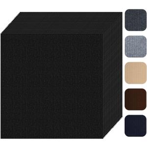 Self Adhesive Carpet Tile 10 Pcs 24" x 24" Peel and Stick Carpet Floor Tiles Non-Slip Carpet Squares Tiles DIY Installation for Living Room Bedroom (Black)