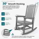 THOEOE Oversized Rocking Chair, Outdoor Rocking Chair for Adults, All Weather Resistant Porch Rocker for Lawn Garden, Grey
