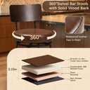 Counter Height Bar Stools Set of 2, 26" Swivel Barstools with Solid Wood Backrest & Metal Legs, Mid-Century Modern Faux Leather Upholstered Bar Chairs, Counter Stools for Kitchen Island, Brown