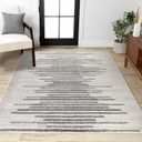 JONATHAN Y Aya Berber Stripe Geometric Cream/Gray Indoor Area Rug, 3x5, Contemporary, Modern, Easy-Cleaning for Living Room, Bedroom, Kitchen, Pet Friendly, Non-Shedding (MOH205A-3)