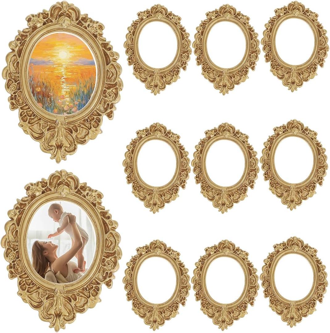 Veemoon 12 Pcs Miniature Photo Frames, 2.75 Inch Resin Vintage Decor, DIY Crafts Jewelry Making Phone Case Accessories