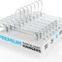 HOUSE DAY 50 Pack 14 inch Clear Plastic Pants Hangers with Clips, Skirt Hangers, Clip Hangers for Pants, Trouser Bulk Plastic Pant Hangers