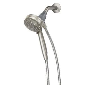 Moen Engage Magnetix Spot Resist Brushed Nickel 3.5-Inch Six-Function Detachable Handheld Showerhead with Magnetic Docking System, 26100SRN