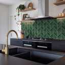 10-Sheet Chevron Peel and Stick Backsplash Tiles 11.4"9", Stick on Backsplash Self Adhesive Wall Tile for Kitchen Bathroom Office, Deep Green