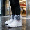 12 Pcs Waterproof Shoe Covers for Rain, Non-Slip Disposable Rain Shoe Covers, Plastic Shoe Ponchos, Thickened PE Material Boot Covers for Men and Women (Clear)