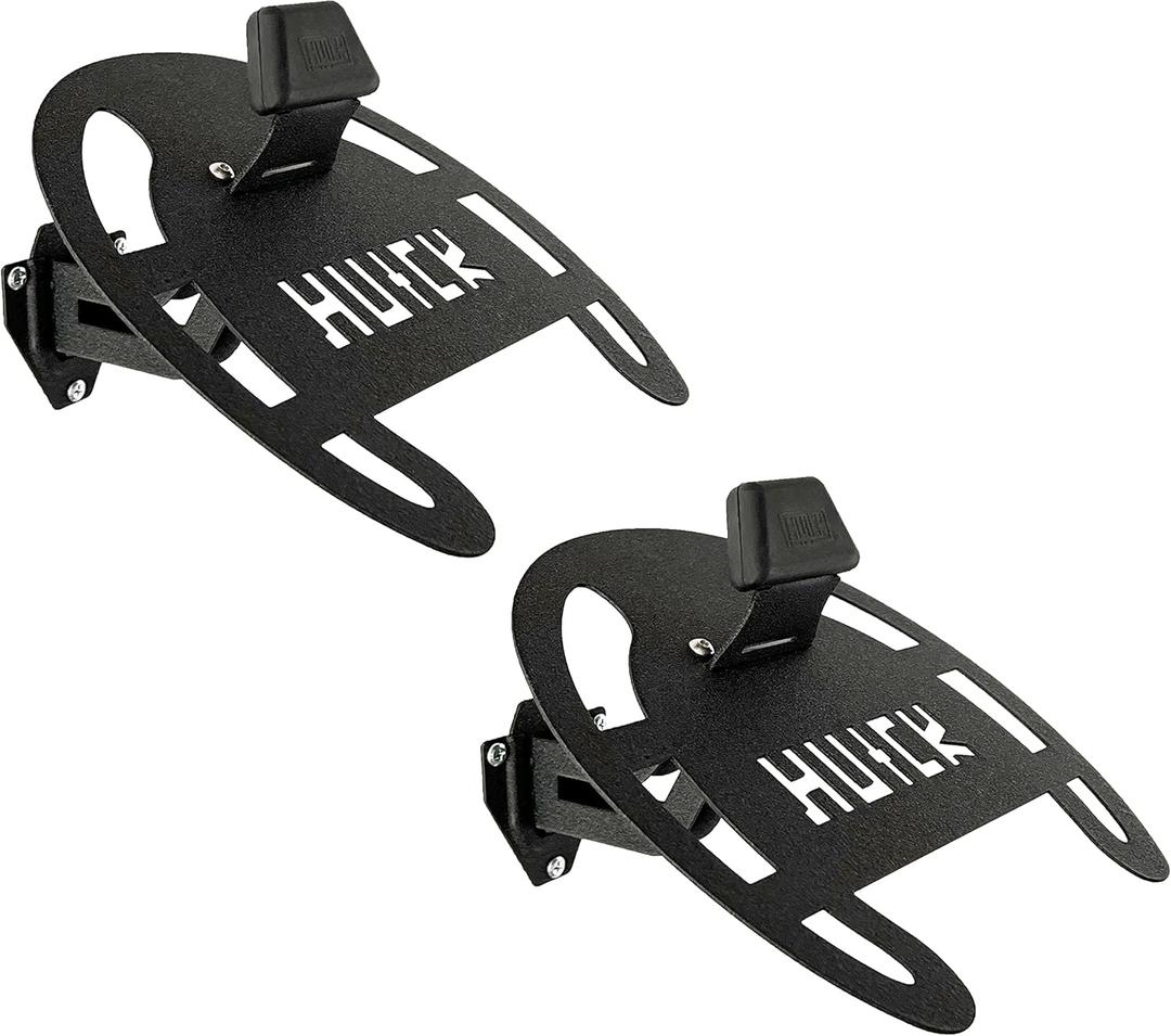HUCK 2 Pack Helmet Wall Mount Holder Rack for Motorcycle Helmets, Coats (Basic, Black)