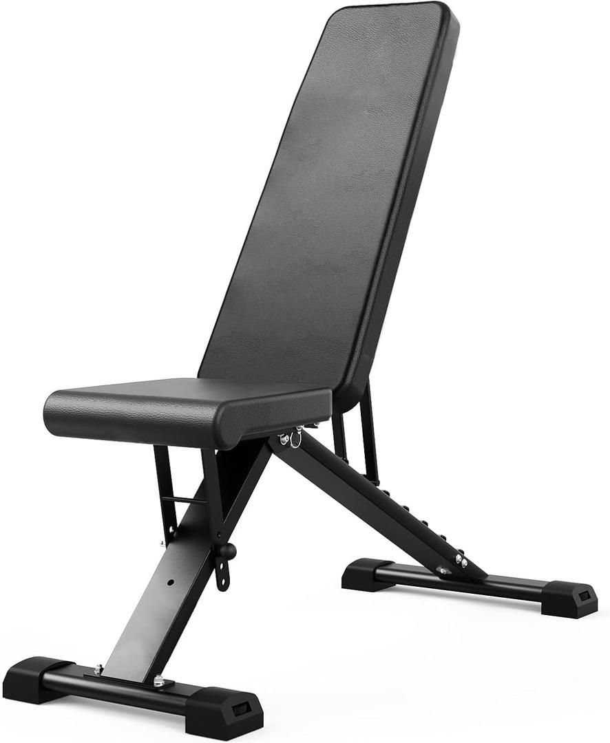 Adjustable Weight Bench Workout Bench for Home Gym 1800Lbs Capacity Bench Press for Home Gym, 7 Back & 3 Seat Positions with Spring-Loaded Pin, Commercial Grade Steel Frame for Full Body Workouts (Matte Black)