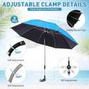 Nuanchu 2 Pcs 49" Double Canopy Beach Umbrellas with Clamp Upf50+ Beach Chair Umbrella with Clip 360 ° Adjustable Portable Outdoor Wheelchair Patio Golf Carts Camping Stroller Fishing