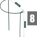 FEED GARDEN 8 Pack Plant Support Stakes, Peony Cages and Supports, Metal Garden Plant Stake(10" Wide x 24" High) Green Half Round Plant Support Rings for Outdoor Indoor Plants, Tomato, Hydrangea