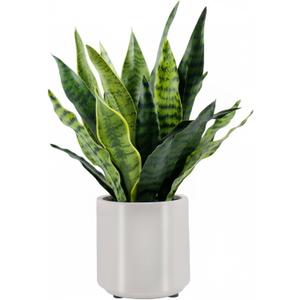 Artificial Sansevieria Plant Fake Snake Plant in Plastic Pot, 22" Tall Real Touch Fakes Plants for Home Decor Indoor, Lifelike Succulent Like Plant for Office Bedroom Living Room-Green