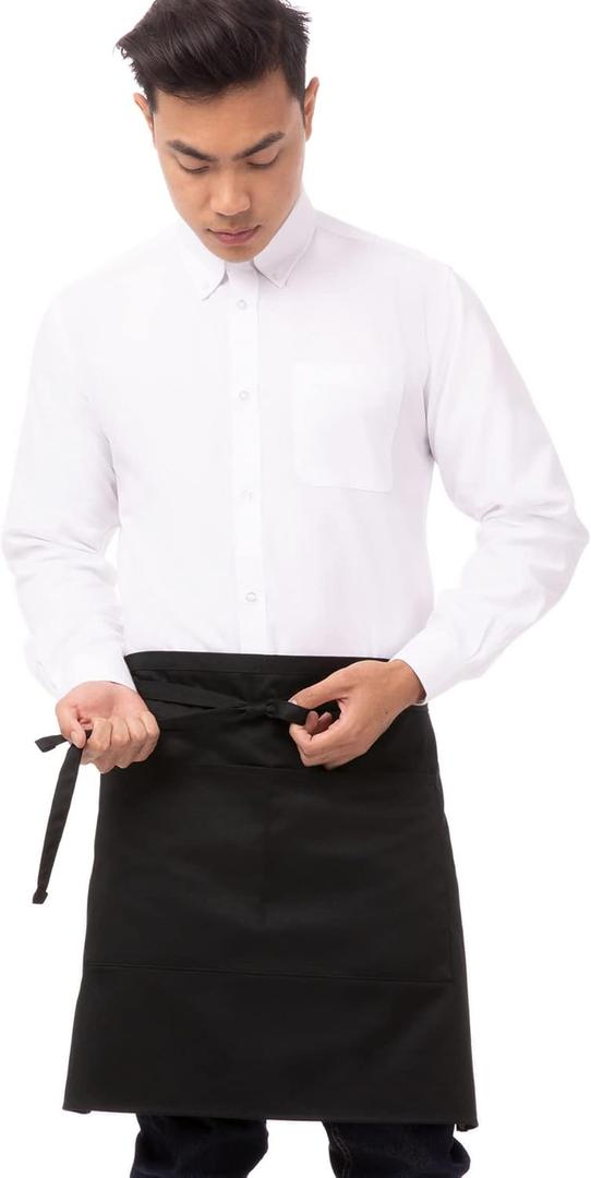 Chef Works Unisex Half Bistro Server Apron (One Size, Black)