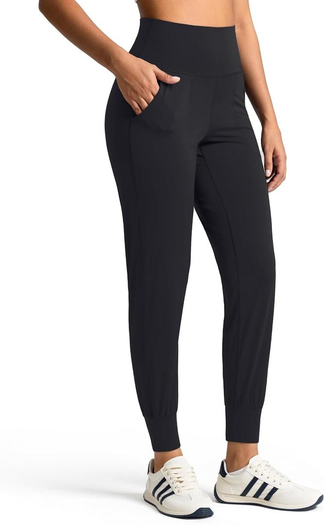 Colorfulkoala Women's High Waisted Joggers with Pockets Full Length Sweatpants & Lounge Pants (Black)