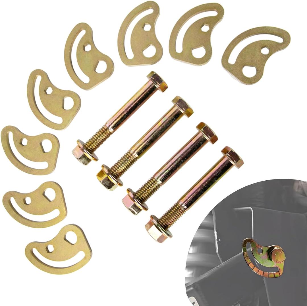 K100026 Front Upper Control Arm Alignment Cam Bolts Kit, 1.5 Camber Caster Adjustment, Compatible with Silverado Sierra 1500 2500 3500, Fixes Tire Wear & Steering Pull, 4-Pack Heavy Duty Kit
