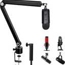 Blue Yeti Boom Arm with Extension Tube - Mic Boom Arm Compatible with HyperX QuadCast, Weighted Metal Height adjustment Mic Arm for QuadCast,Blue Yeti,Shure MV7,Rode and Most Gaming Mic By SUNMON ()