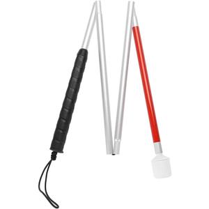 Rotating Head Folding Blind Cane Walking Stick with Red Reflective Tape for The Blind and Visually Impaired People,43 inch Collapsible Non-Slip Aluminum Cane