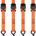 BLACK+DECKER BDX1004 Black/Orange 1" x 10' Cam-Buckle Tie Down Straps - 300 lb Safe Working Load / 900 lb Break Strength, 4 Pack