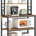 VASAGLE Coffee Bar, 31.5 Inches Baker's Rack for Kitchen with Storage, 6-Tier Kitchen Shelves with 6 Hooks, Microwave Stand, Industrial, Rustic Brown and Ink Black UKKS019B01