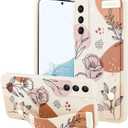 OOK Compatible with Samsung Galaxy S22 Plus Case with Wrist Strap, White Flower Florals TPU Shockproof Protection Slim Silicone Flowers Cover with Camera Lens Protection for Women Girls, for 6.6inch