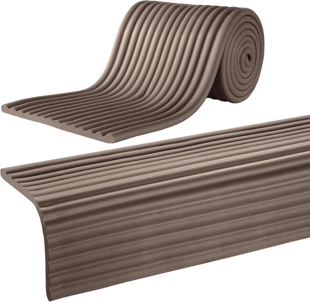 MABOZOO 8'' Extra Wide Seat Edge Cushion, 13.1 FT Length Foam Fireplace Cushion Soft Hearth Guard Bumper Pad Child Proof Padding Hearth Pad Edge Protector, Fireplace Baby Proofing for Baby (Walnut)