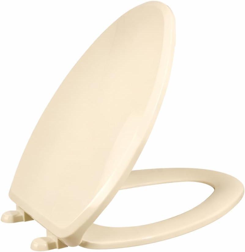 VICAR M-100 Slow Close Elongated Toilet Seat – No Slam Quiet Close, Closed Front, Adjustable Fit, Durable Plastic, Bone