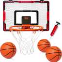 Mini Indoor Basketball Hoop for Kids, Over Door Basketball Toy with LED Electronic Scoring & 3 Balls, Anti-Impact Backboard, Basketball Toys Gifts for 6 7 8 9 10 11 12 Year Boys Adults Bedroom Office