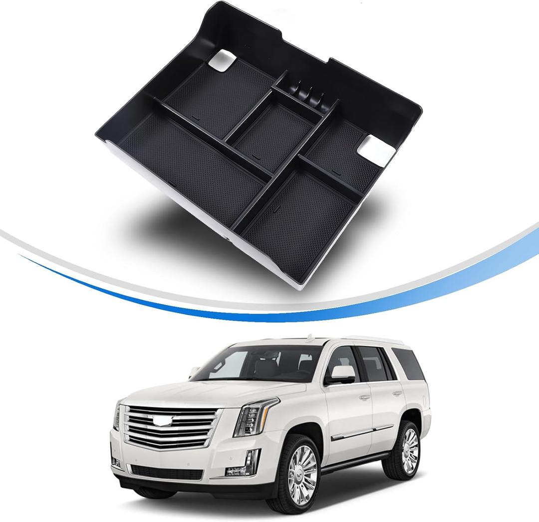 Center Console Organizer Tray for Cadillac Escalade 2015 2016 2017 2018 2019, Insert Armrest Storage Box Secondary Tray Accessories ABS Material